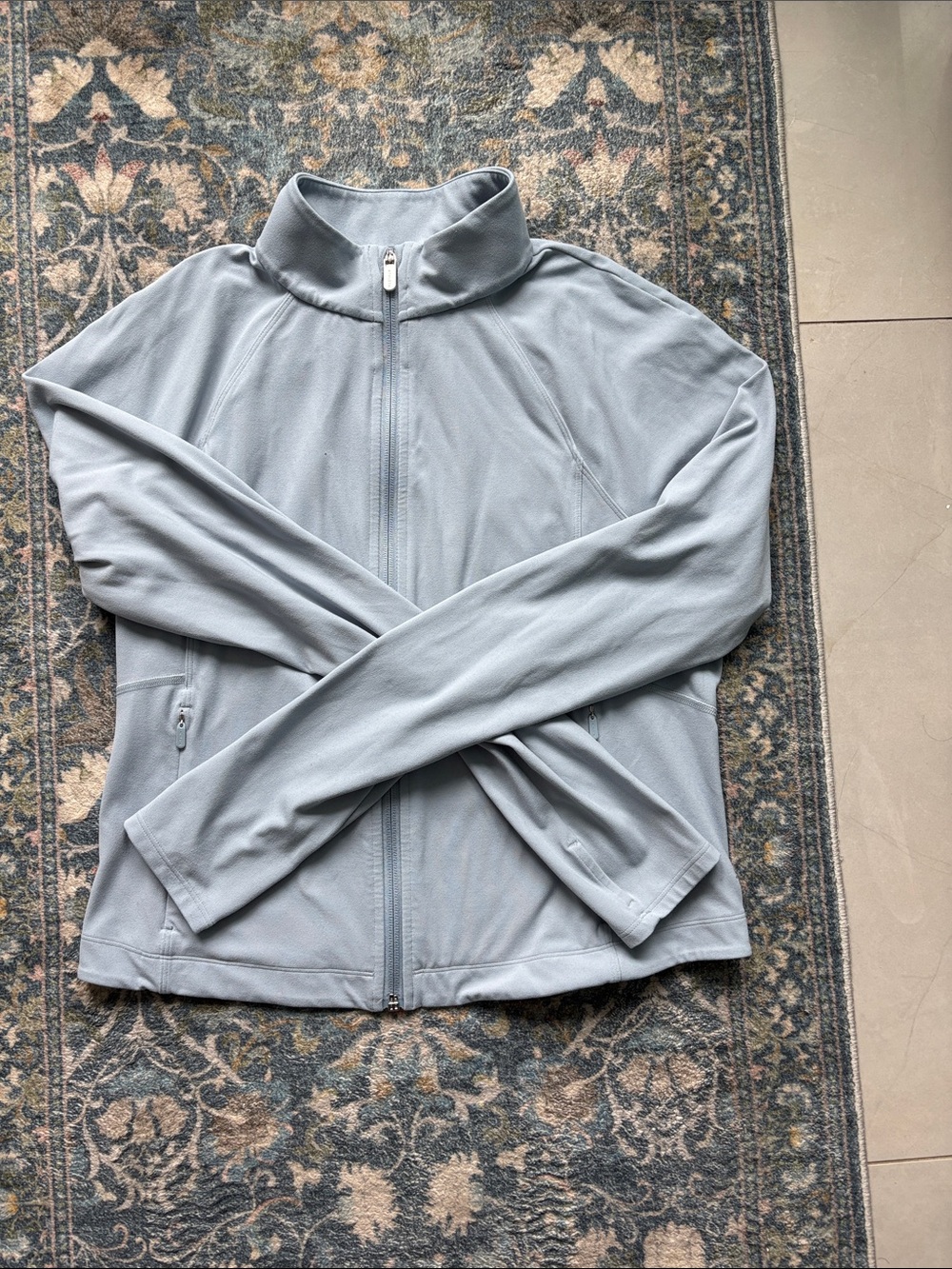 Athleta Pale Blue Full-Zip salutation crop jacket